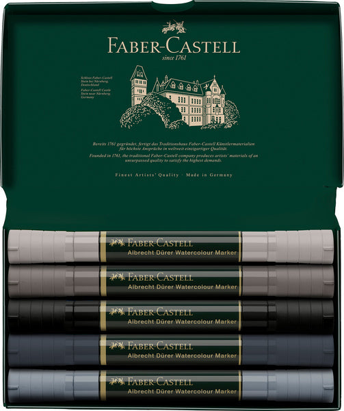 Faber Castell Fc-160306 Wk25Aquarel Marker Fc Albrechtdürer 5 Stuks Grey Tones