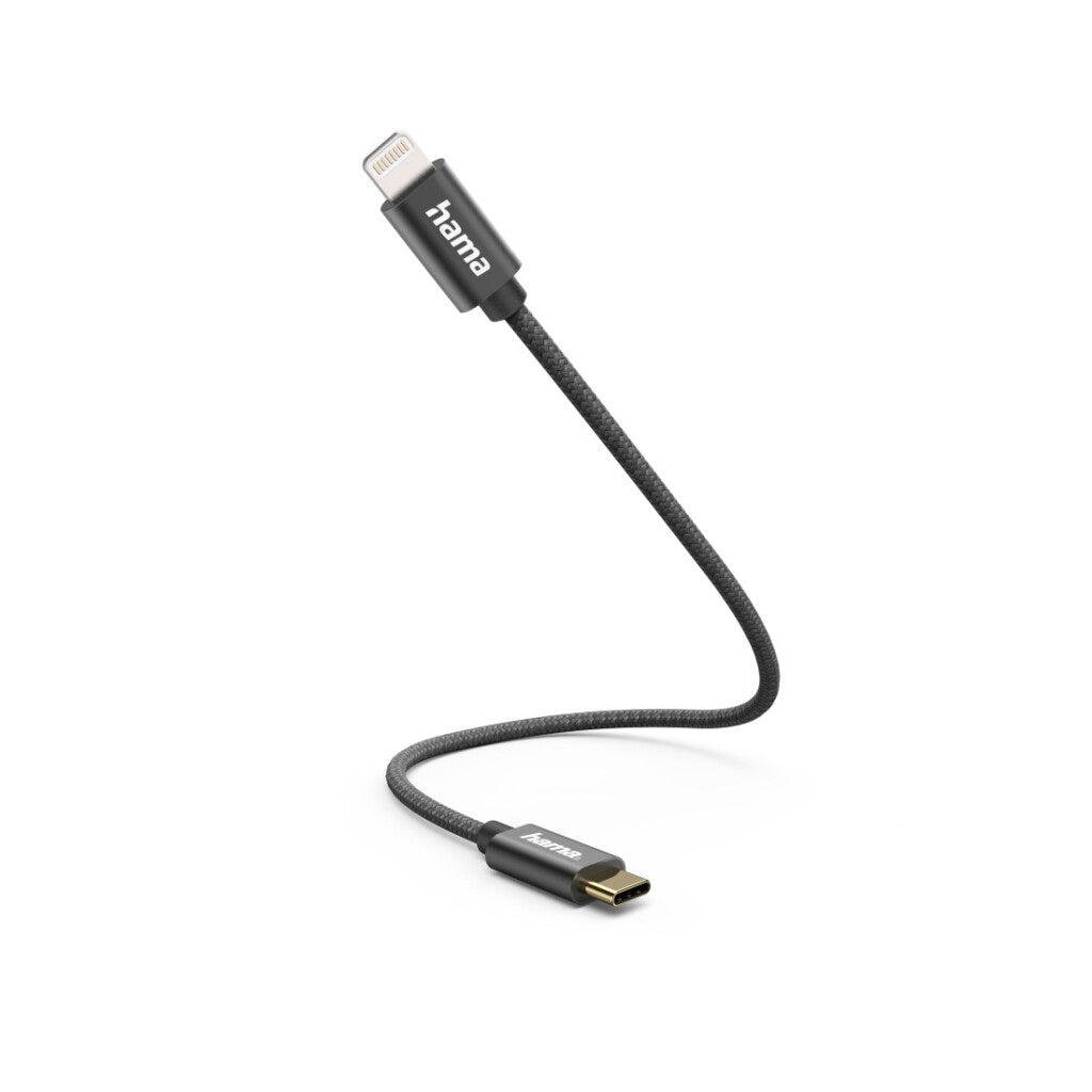 Hama Oplaadkabel USB-C - Lightning 0,2 M Nylon Zwart