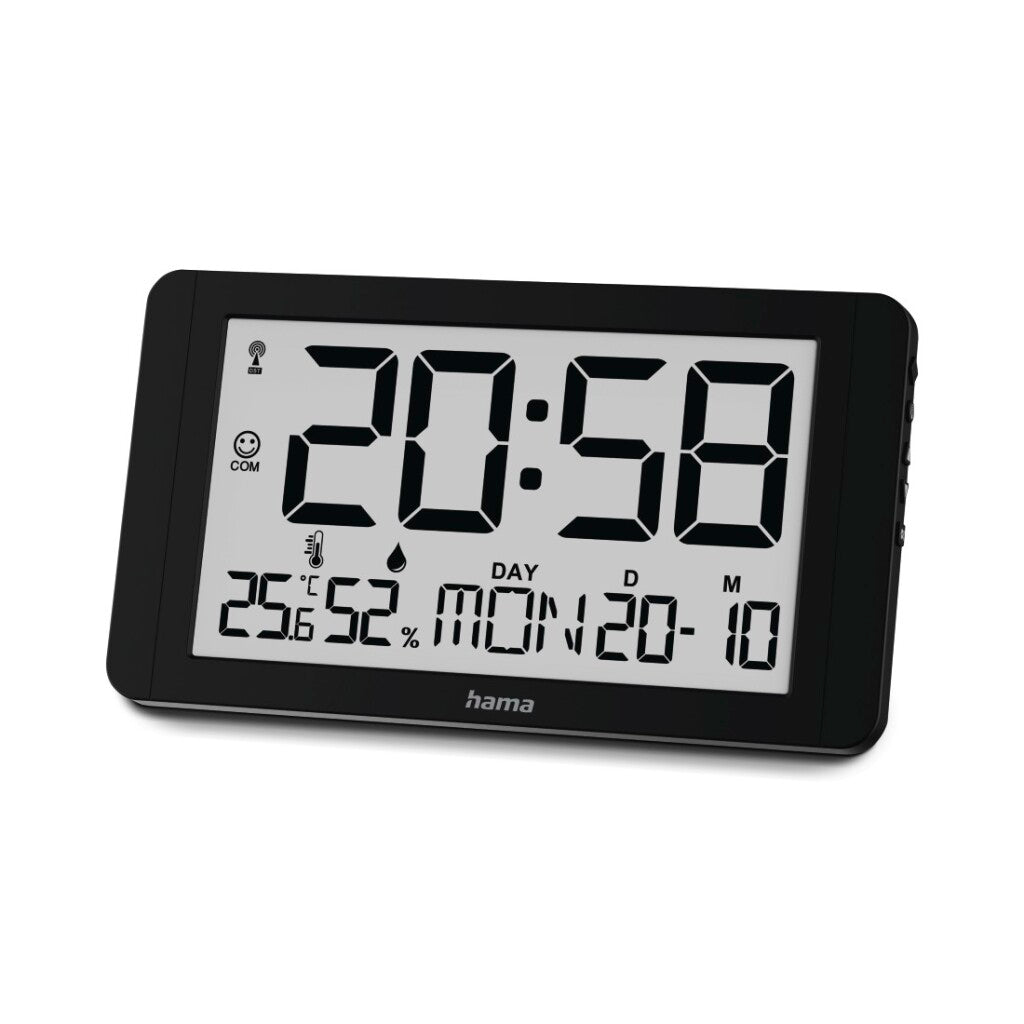 Hama Digitale DCF Wandklok Cuba + Thermometer en Hygrometer Zwart