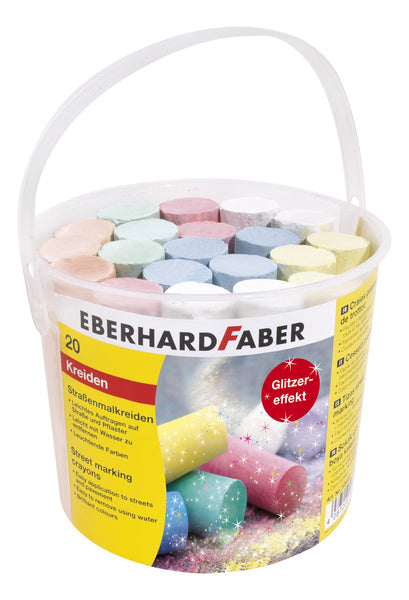 Eberhard Faber Ef-526520 Stoepkrijt Glitter 20 Stuks In Emmer