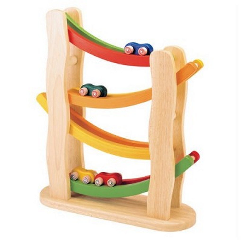 Pintoy Houten Regenboog Helling Autobaan + 4 Auto&#039;s