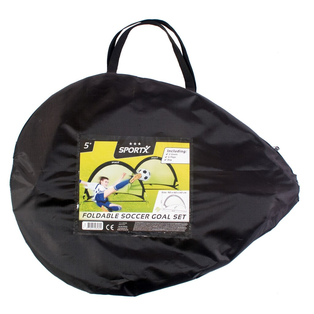 Sportx Opvouwbare Voetbaldoelen 90X60X60 Cm 2 Stuks Zwart/Groen