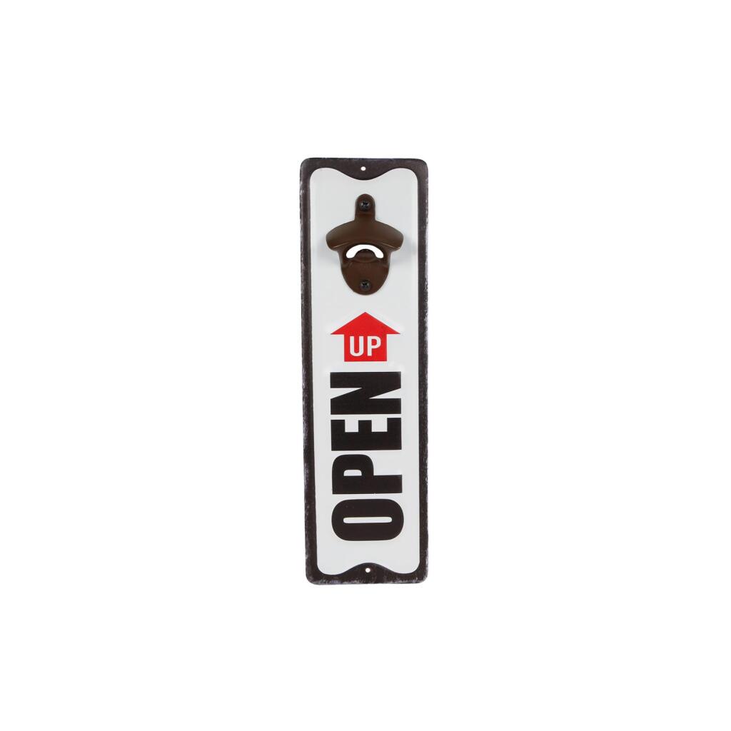 Metalen Bieropener Open Up 10.5x36x3.5 cm Zwart/Wit