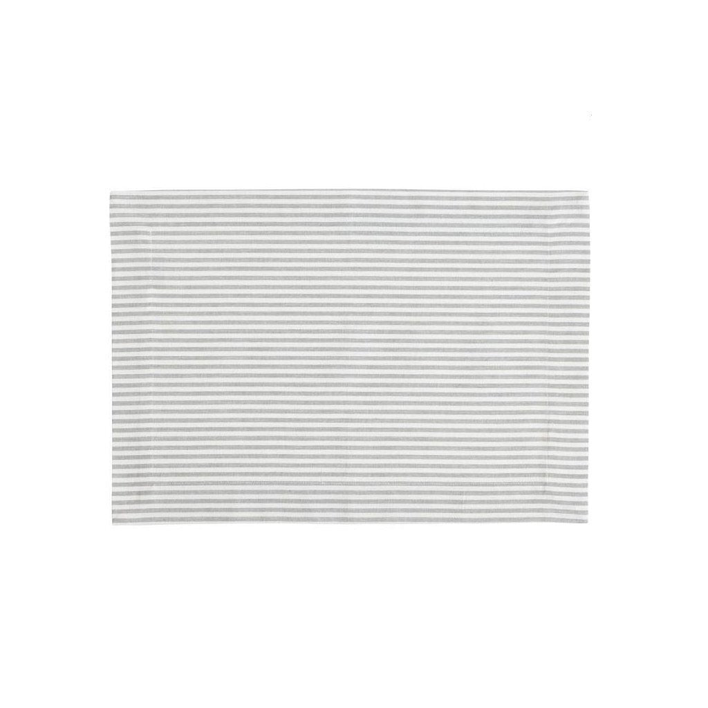 Linen&amp;More Placemat Streep 4 Stuks Lichtgrijs/Katoen