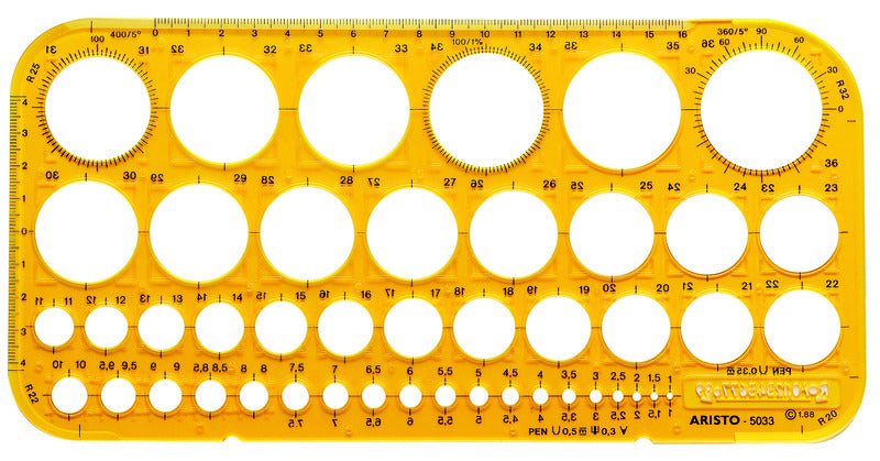 Aristo Ar-5033 Cirkelsjabloon 1-36 Mm 45 Cirkels